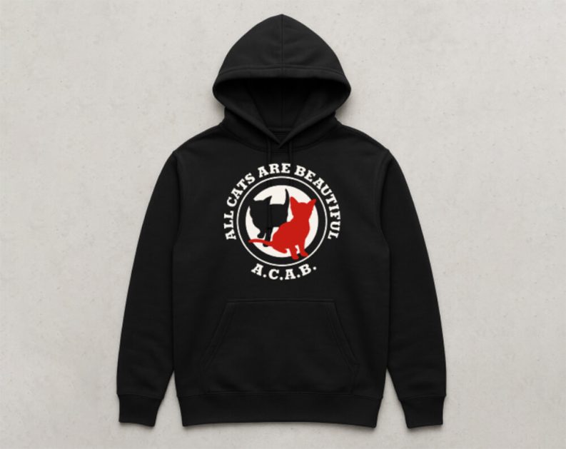 ACAB Black and Red Cat Hoodie